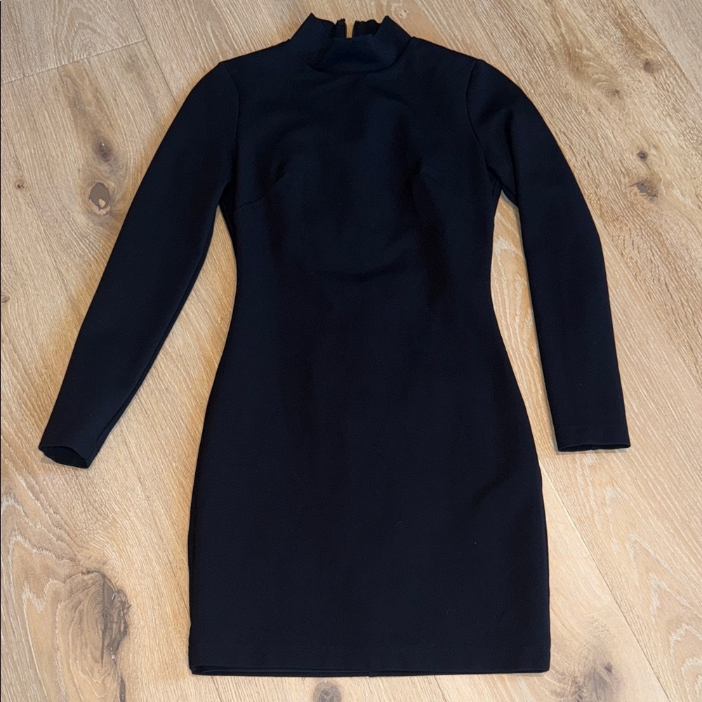 White House Black Market Aura Black Long Sleeve Sculpting Mini Dress